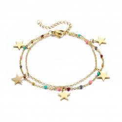 Retro Star Bracelet Adjustable with Colorful Beads Bracelet for Girls Fashion Jewelry Gifts