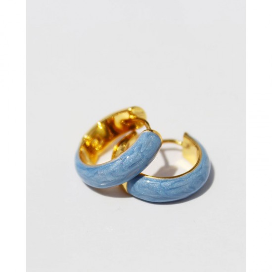 Haze Blue Drip glaze Earrings Vintage Enamel Simple Earrings for Women