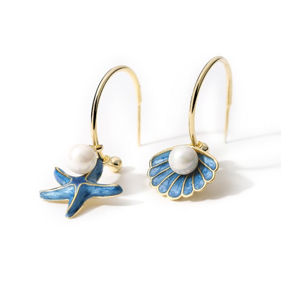 Starfish Seashell Earrings for Women Sea Jewelry for Birthday Gift
