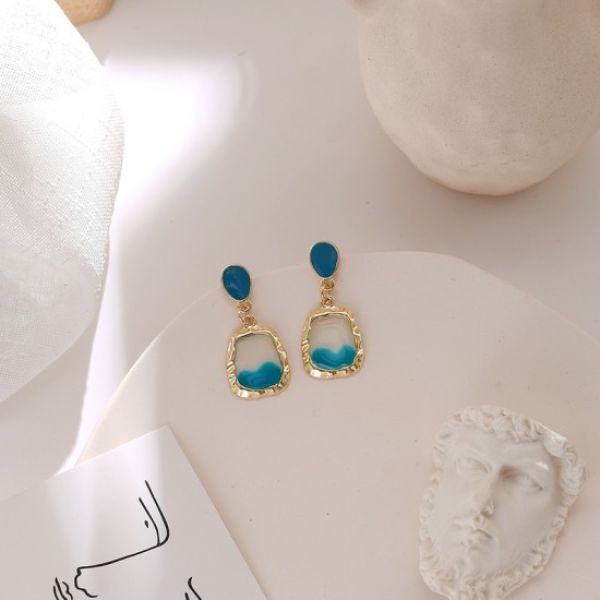 Blue Dangle Earrings Cute Square-Shaped Earrings For Women