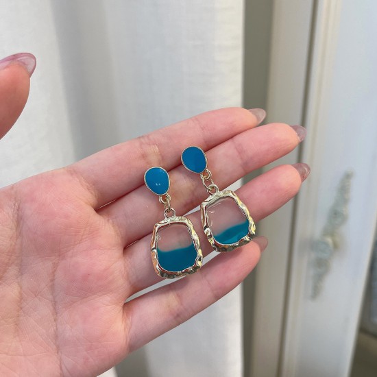 Blue Dangle Earrings Cute Square-Shaped Earrings For Women