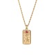 Rose Flower Necklace Small Square Necklace Retro Pendant Necklace with Rhinestones   for Women