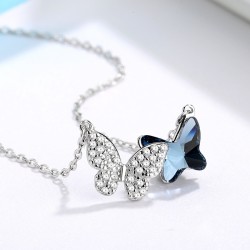 Cute Butterfly Necklace Crystal Butterfly Pendant Necklace for Women and Girls