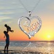 Necklace with Letters for Mom Heart-Shaped Pendant Necklace with Rhinestones Mothers  Day Gift