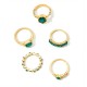 5pcs Vintage Knuckle Rings Green Rhinestone Rings Stacking Finger Rings Teen Girls   Trendy Jewelry