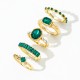 5pcs Vintage Knuckle Rings Green Rhinestone Rings Stacking Finger Rings Teen Girls   Trendy Jewelry