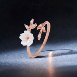 Handmade Flower Ring Adjustable Crystal Ring for Women Girls Jewelry Gifts