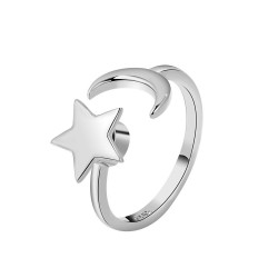 Cute Star Moon Ring Silver Open Finger Ring Jewelry Gift for Women
