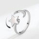 Cute Star Moon Ring Silver Open Finger Ring Jewelry Gift for Women