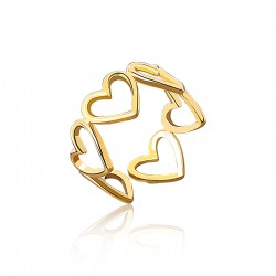 Wave Heart Openwork Ring Gold Stackable Finger Ring Cute Ring for Women