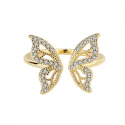 Butterfly Ring with Rhinestones Open Finger Ring for Women Girls Jewelry Gift